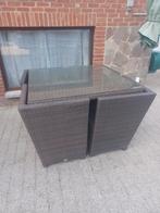 Table avec 4 chaises, Tuin en Terras, Tuintafels, Ophalen, Gebruikt, Vierkant, Wicker