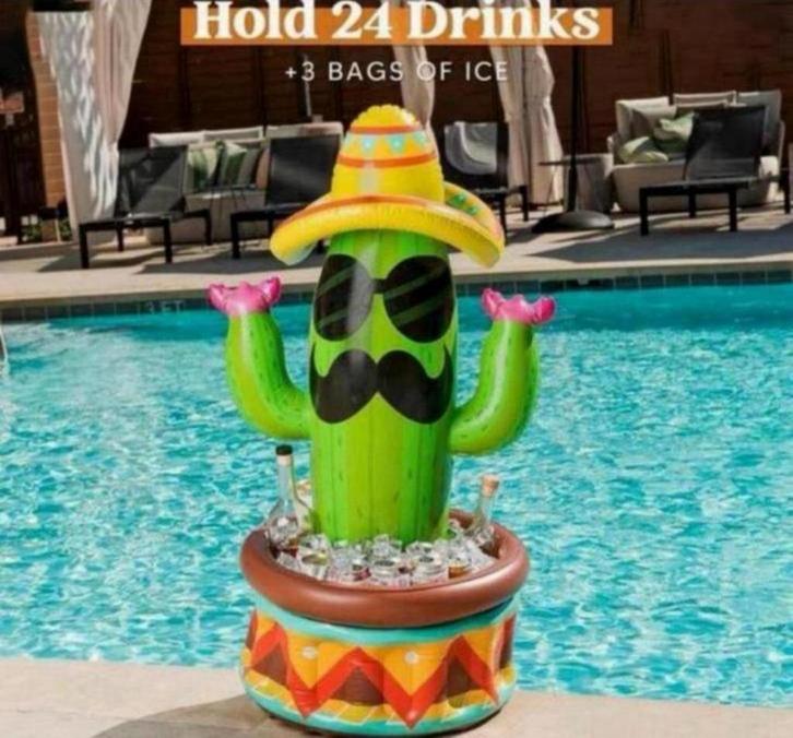 Cactus drink-drank-drankjes koeler cooler! Opblaasbaar 91cm, Kinderen en Baby's, Speelgoed | Buiten | Opblaasfiguren, Nieuw, Ophalen of Verzenden