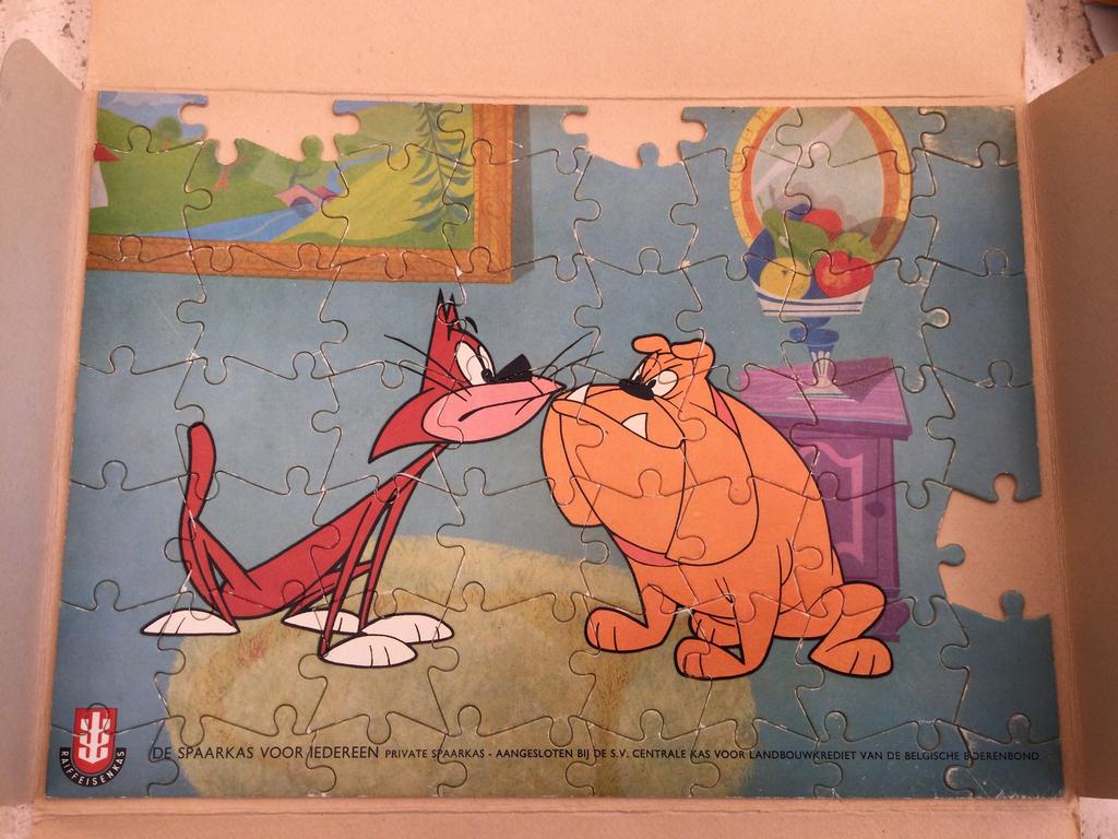 Puzzel met hond en kat, Ophalen of Verzenden, Zo goed als nieuw