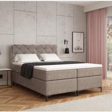 Moderne boxspring met opbergruimte, Beige, Enlèvement, 200 cm, Deux personnes