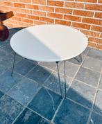 Vintage opvouwbare ronde salontafel met metalen voet, Ophalen, Minder dan 45 cm, Rond, Zo goed als nieuw
