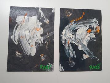 Blauw Abstract tweeluik beschikbaar voor biedingen