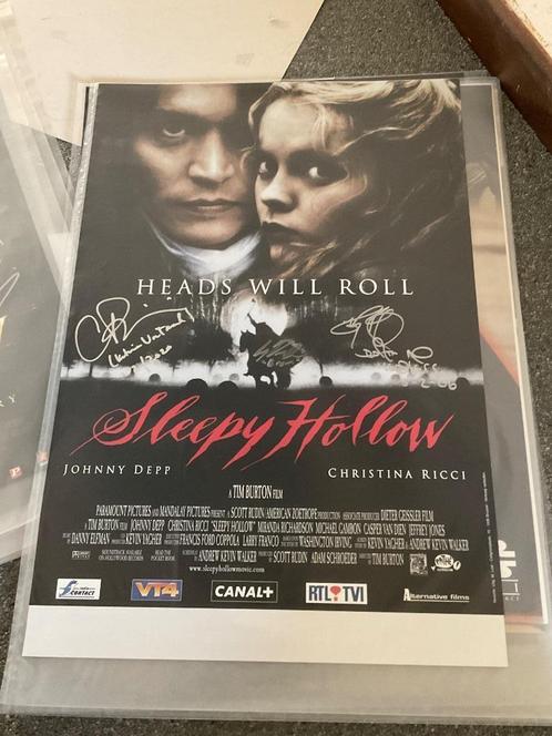 Gesigneerde Belgische filmposter Sleepy Hollow, Verzamelen, Posters, Zo goed als nieuw, Film en Tv, A1 t/m A3, Rechthoekig Staand
