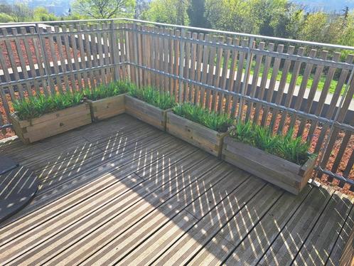 Bacs à plantes Oh Green en bois – 6 pièces – avec fausses pl, Tuin en Terras, Bloembakken en Plantenbakken, Zo goed als nieuw