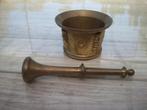 masief geel koper antique zeer mooie medicijn pletter, Ophalen of Verzenden, Koper