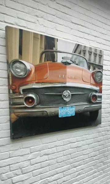 Canvasdoek. Buick in Cuba. 115 x 88 x 4 cm. Print. Spanraam. beschikbaar voor biedingen