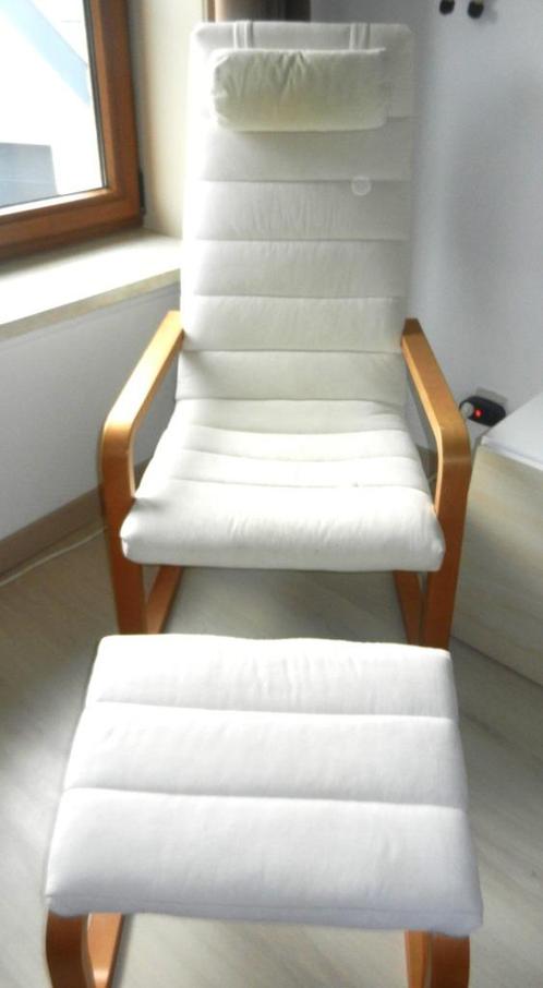 mooie ikea fauteuil met bijhorende voetenbank, Huis en Inrichting, Fauteuils, Zo goed als nieuw, Hout, Ophalen