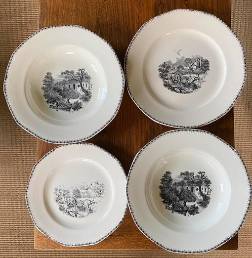 4 oude BOCH Frères La Louvière borden, Antiek en Kunst, Antiek | Keramiek en Aardewerk