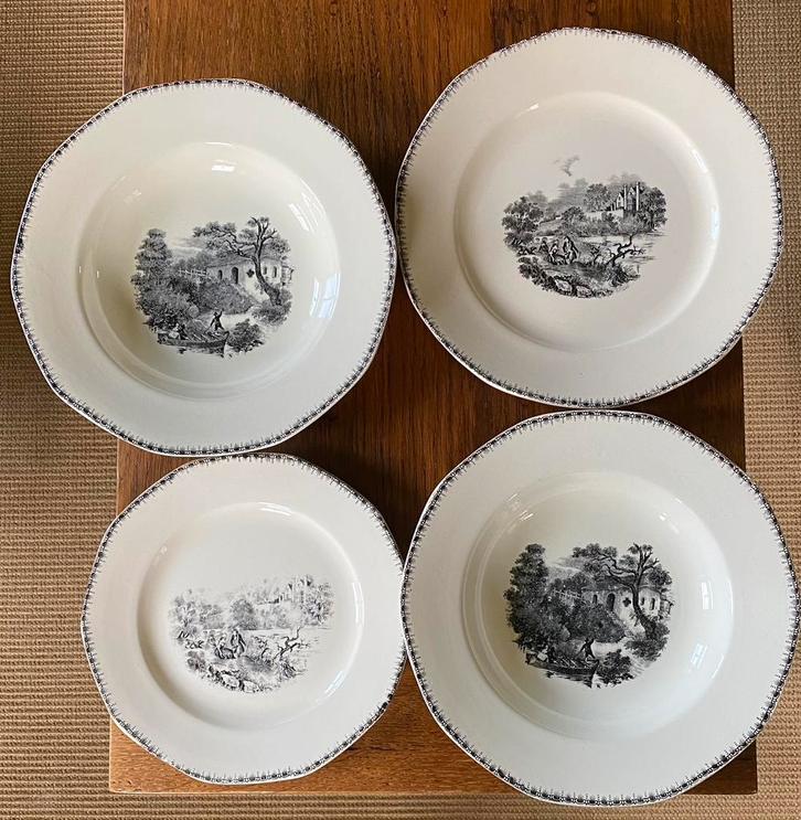 4 oude BOCH Frères La Louvière borden, Antiek en Kunst, Antiek | Keramiek en Aardewerk
