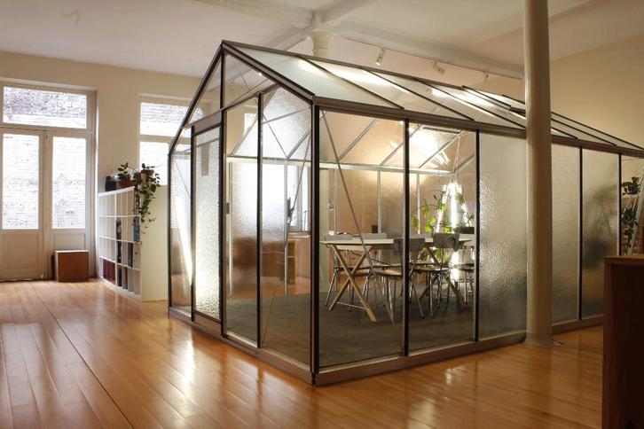 Serre en verre de jardin (à venir chercher sur place), Tuin en Terras, Kassen, Zo goed als nieuw, Kweekkas, Aluminium, Glas, Ophalen