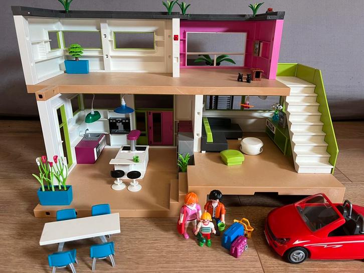 Playmobil moderne luxevilla met verlichting, Kinderen en Baby's, Speelgoed | Playmobil, Zo goed als nieuw, Ophalen