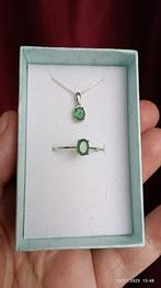 Sterling zilver set met 2 Zambiaanse smaragden, Handtassen en Accessoires, Kettingen, Nieuw, Ophalen of Verzenden, Met edelsteen