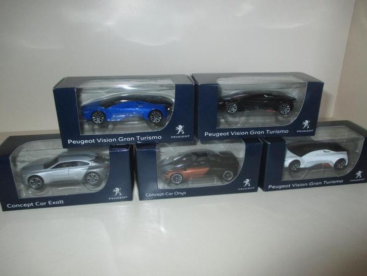 5 Peugeot ConceptCars van Norev - 1:64 - Mint in boxes, Hobby en Vrije tijd, Modelauto's | Overige schalen, Nieuw, Auto, Ophalen of Verzenden