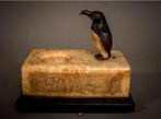Bronzen art deco pinguïn op stenen sokkel 11x11x7cm, Ophalen