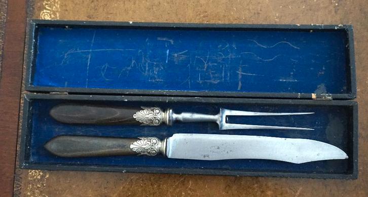 Boudewijn Gembloux snijset van antiek zilver en Ebène, Antiek en Kunst, Antiek | Bestek, Ophalen of Verzenden