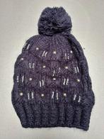 Nieuwe blauwe muts met pompon en parels, Sans marque, Ophalen of Verzenden, Nieuw, Muts