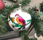 Vintage kerstbal met handbeschilderde vogel, Diversen, Kerst, Ophalen of Verzenden, Gebruikt