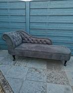 Chesterfield chaise longue 170cm antiekgrijs, Ophalen, Gebruikt, Eenpersoons, Minder dan 75 cm