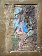 Anonieme Maker gemengde collagetechniek "Zittend Naakt", Antiek en Kunst, Kunst | Schilderijen | Modern, Ophalen
