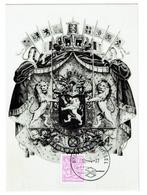 Carte maximum  armoirie de la Belgique (Post-0030), Dynastie, Affranchi, Enlèvement ou Envoi