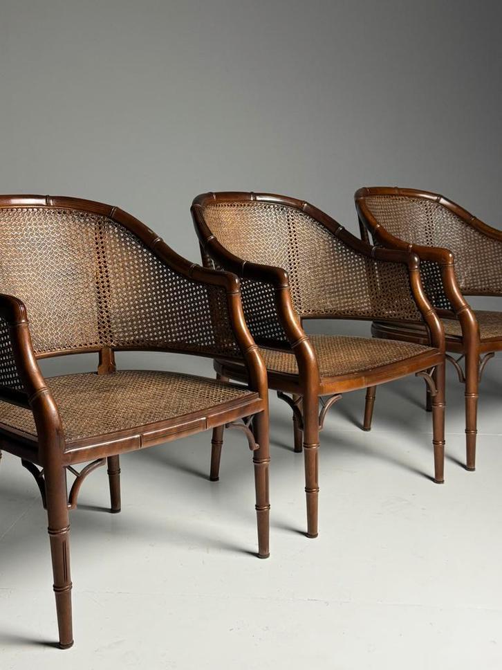 Set van 4 vintage Faux Bamboo stoelen, Antiquités & Art, Antiquités | Meubles | Chaises & Canapés, Enlèvement