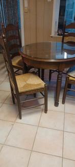 Ronde tafel met glas met 4 stoelen, Huis en Inrichting, Tafels | Eettafels, Ophalen, Glas