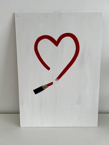 Schilderij – Hart met lippenstift beschikbaar voor biedingen