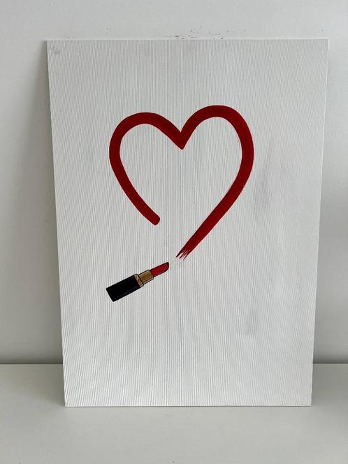 Schilderij – Hart met lippenstift, Antiek en Kunst, Kunst | Schilderijen | Modern, Ophalen