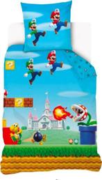 Super Mario Karakters Dekbedovertrek 140 x 200 cm - Katoen, Kinderen en Baby's, Kinderkamer | Beddengoed, Blauw, Dekbedovertrek