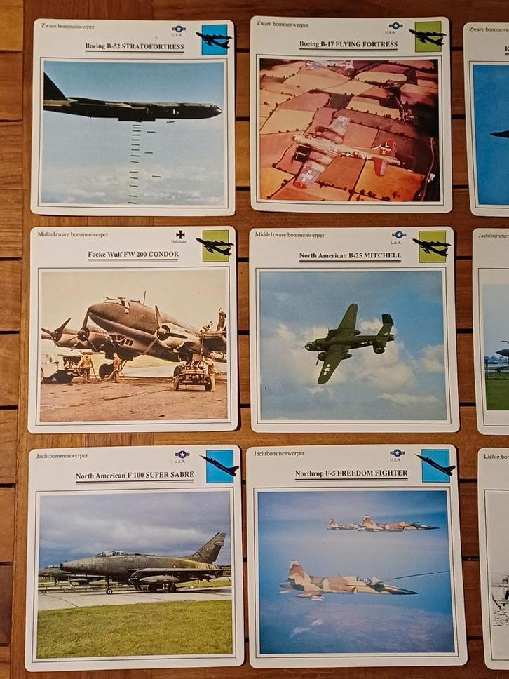 58 technische fiches gevechtsvliegtuigen, Verzamelen, Militaria | Algemeen, Luchtmacht, Foto of Poster, Ophalen of Verzenden