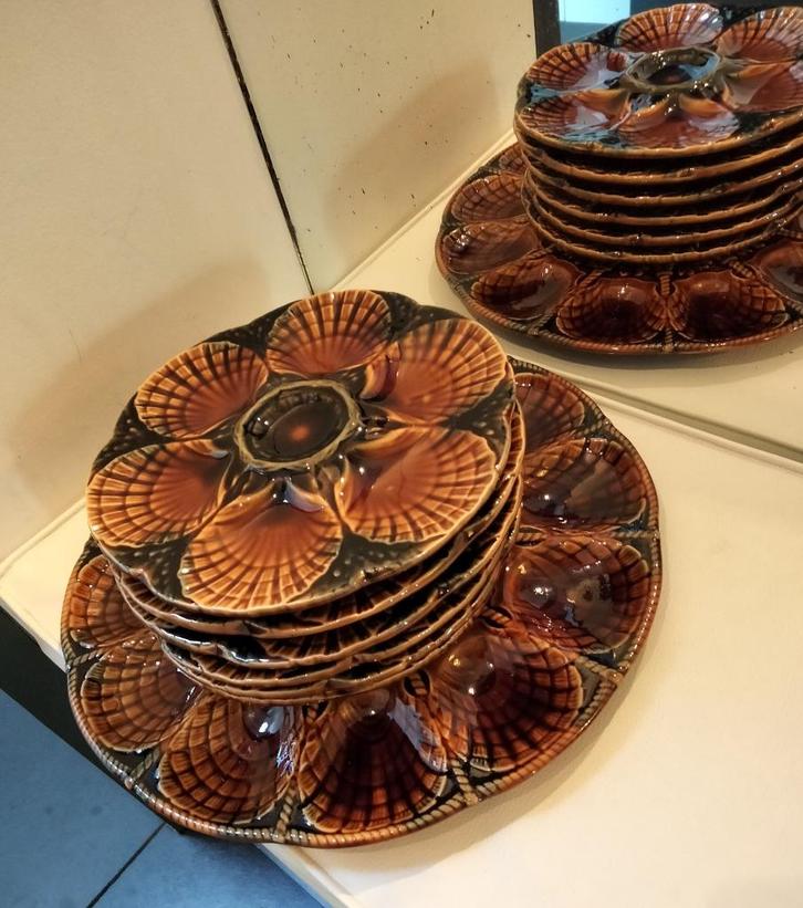 Prachtige oesterservice „SARREGUEMINES France”, Antiek en Kunst, Antiek | Servies los, Ophalen of Verzenden
