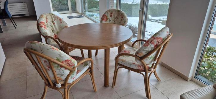 4 fauteuils en rotin, Maison & Meubles, Fauteuils, Enlèvement