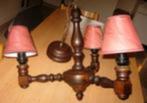 * houten luster met kapjes, handgemaakt, Antiek en Kunst, Ophalen of Verzenden