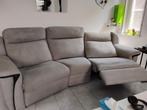 Grijze bank met dubbele relaxfauteuil, Huis en Inrichting, Zetels | Zetels, Ophalen, 250 tot 300 cm, Gebruikt, Driepersoons