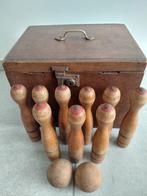 Vintage kegeltjes Josco met 9 beukenhouten kegels +2 ballen, Ophalen of Verzenden