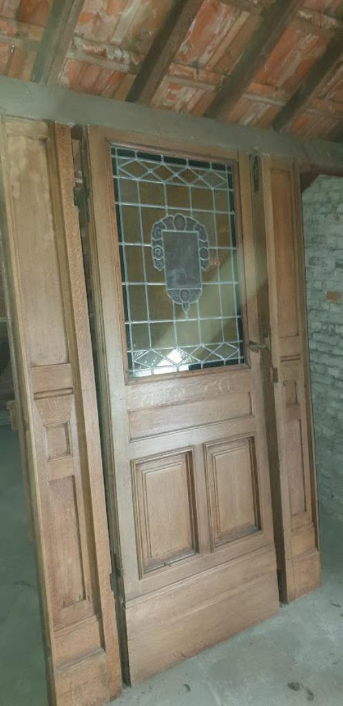 Antieke deur met extra hout, Doe-het-zelf en Bouw, Deuren en Vliegenramen, Glas, Hout, Ophalen
