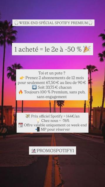 Abonnement spotify promo!!!, Informatique & Logiciels, Logiciel Audio, Enlèvement ou Envoi