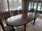 Eiken eettafel 6 tot 12 personen + 6 stoelen, Huis en Inrichting, Ophalen, Gebruikt, 100 tot 150 cm, Klassiek
