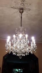 Antieke kristallen kroonluchter, Huis en Inrichting, Lampen | Kroonluchters, Ophalen, Gebruikt, Glas, Classique