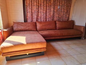 Hoekzetel cognac, Huis en Inrichting, Zetels | Zetels, Ophalen, Gebruikt, 100 tot 125 cm, Hoekbank