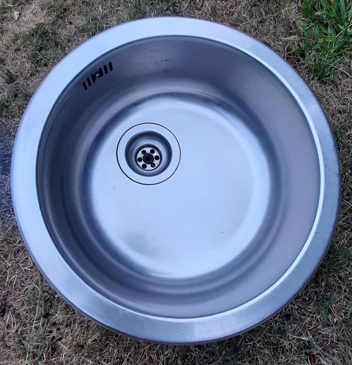 Spoelbak rond 45 cm ikea, Doe-het-zelf en Bouw, Sanitair, Zo goed als nieuw, Overige typen, Chroom, Ophalen