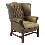 Oude Groene Chesterfield Zetel Wingchair Oorfauteuil, Ophalen