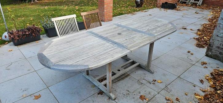 Table et chaises de jardin, Tuin en Terras, Ligbedden, Gebruikt, Hout, Ophalen