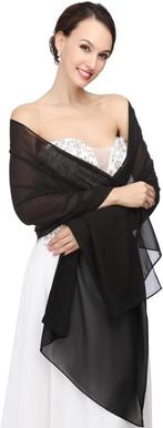stola zwart - stola chiffon, Kleding | Dames, Mutsen, Sjaals en Handschoenen, Ophalen of Verzenden, Nieuw, Sjaal
