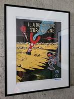 Poster A3 à encadrer « Il y a beaucoup de monde sur la lune , Tintin, Enlèvement ou Envoi, Neuf