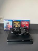Playstation 4, 2 controllers, hdmi kabel en 3 games., Ophalen, Gebruikt, Met 2 controllers, Met games