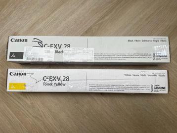 2 toners noirs et jaunes Canon C-EXV 28 originaux en couleur