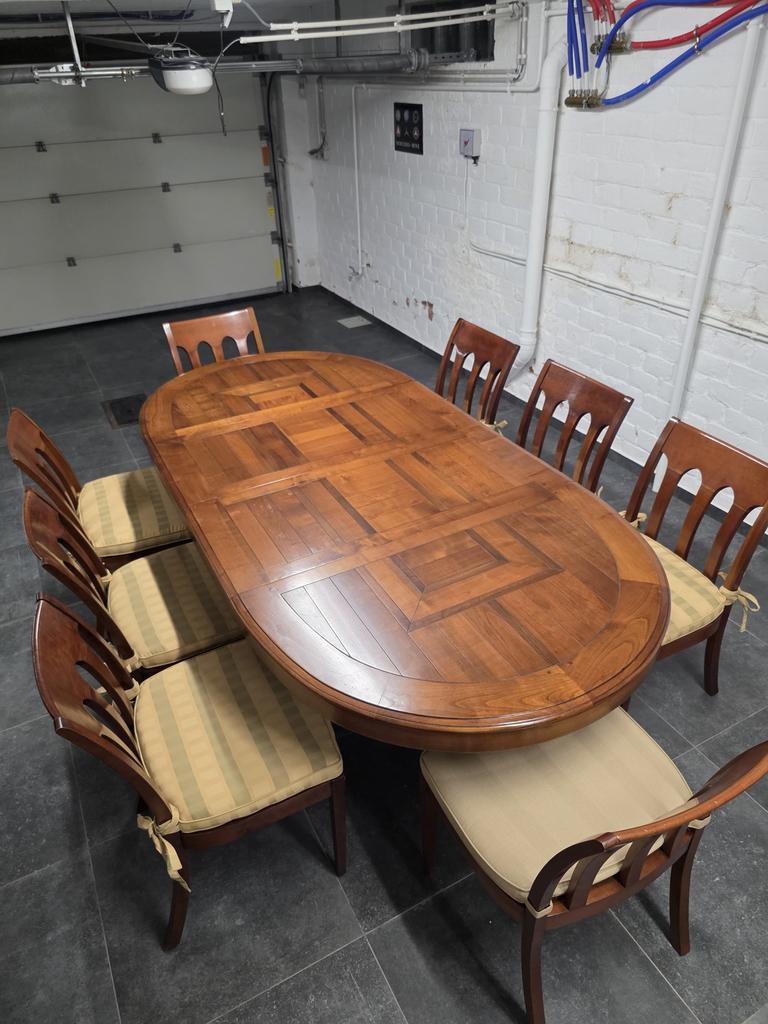 Exclusieve Design Tafel met 10 stoelen, Antiquités & Art, Antiquités | Meubles | Tables, Enlèvement