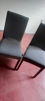2 zwarte stoelen met grijs hoesovertrek, Huis en Inrichting, Stoelen, Ophalen, Gebruikt, Twee, Zwart