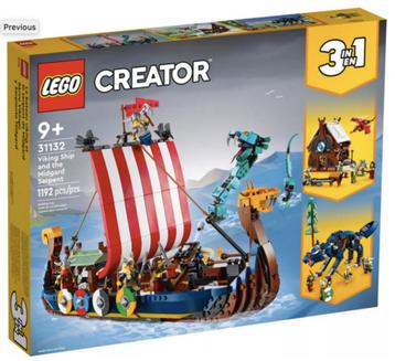 LEGO 31132 : VIKING SHIP and THE MIDGARD SERPENT (LEGO 3en1) disponible aux enchères